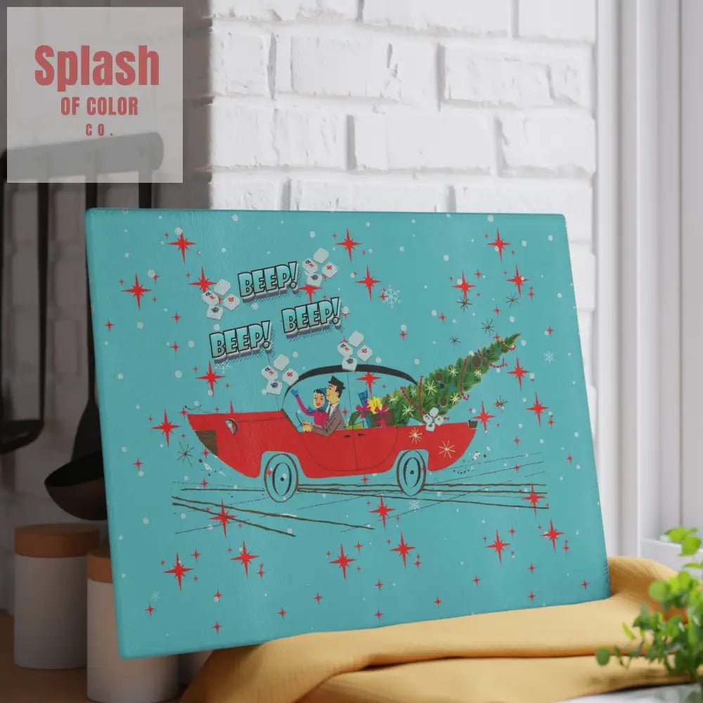 Mahjong Christmas Holiday Chacuterie Board Table Top Festive Glass Cutting Board - Holiday Kitchen Decor Christmas Gift