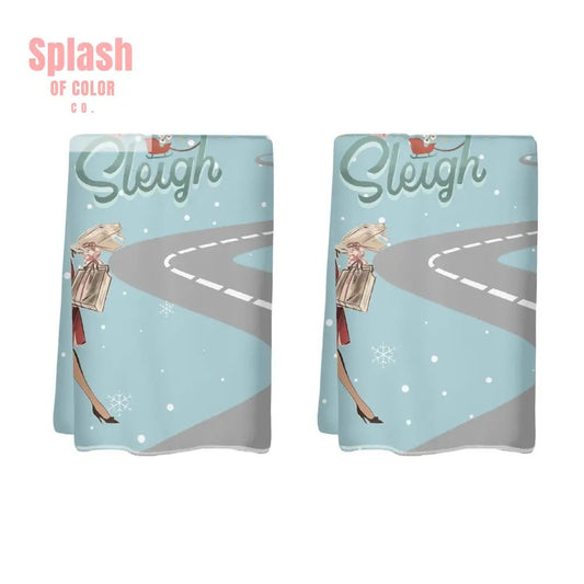 Mahjong Christmas Kitchen Bath Tea Towels, Funny Sleigh Queen Vintage Nostalgia Mahj Gift - Splash of Color co.