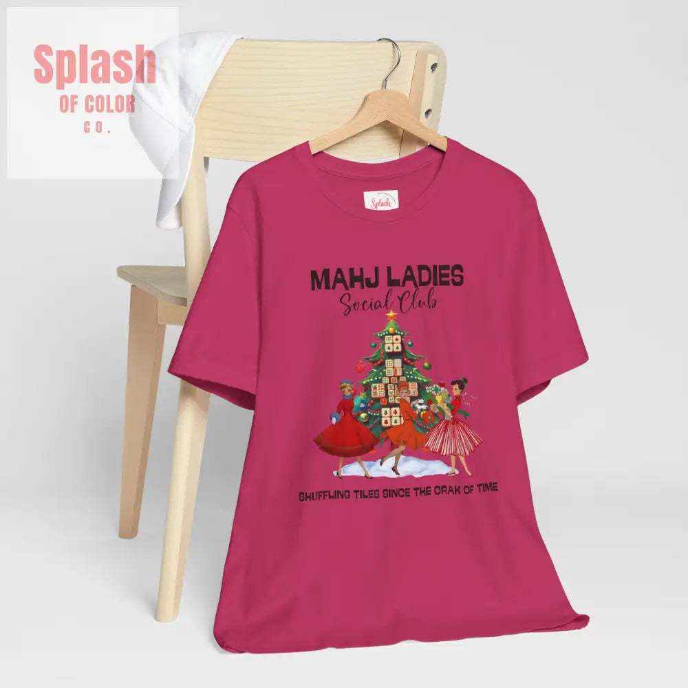 Mahjong Christmas Ladies Festive Funny Tee Holiday Shirt Mahjong Social Club Tee Gift for Gamers T Shirt