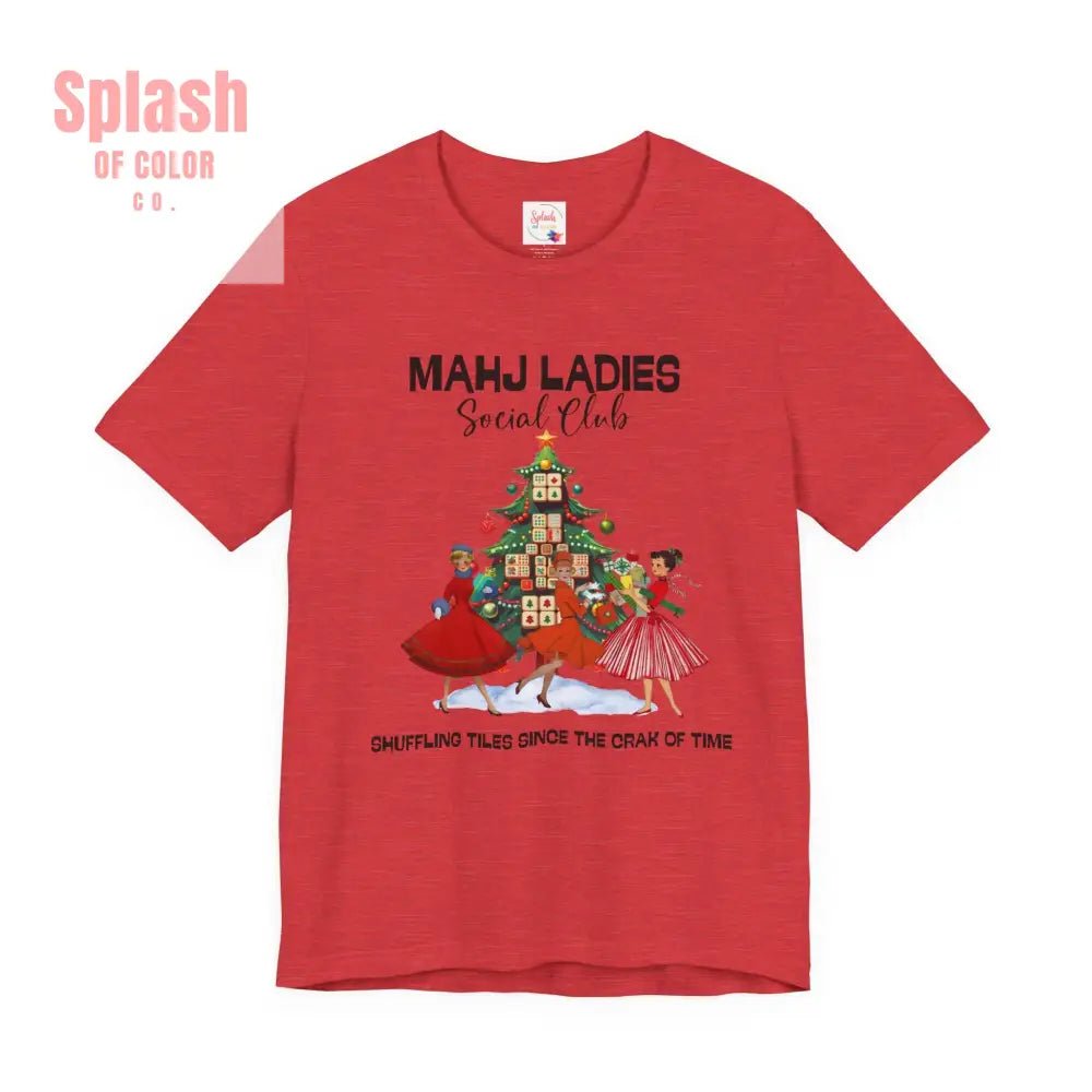 Mahjong Christmas Ladies Festive Funny Tee, Holiday Shirt, Mahjong Social Club Tee, Gift for Gamers - Splash of Color co.