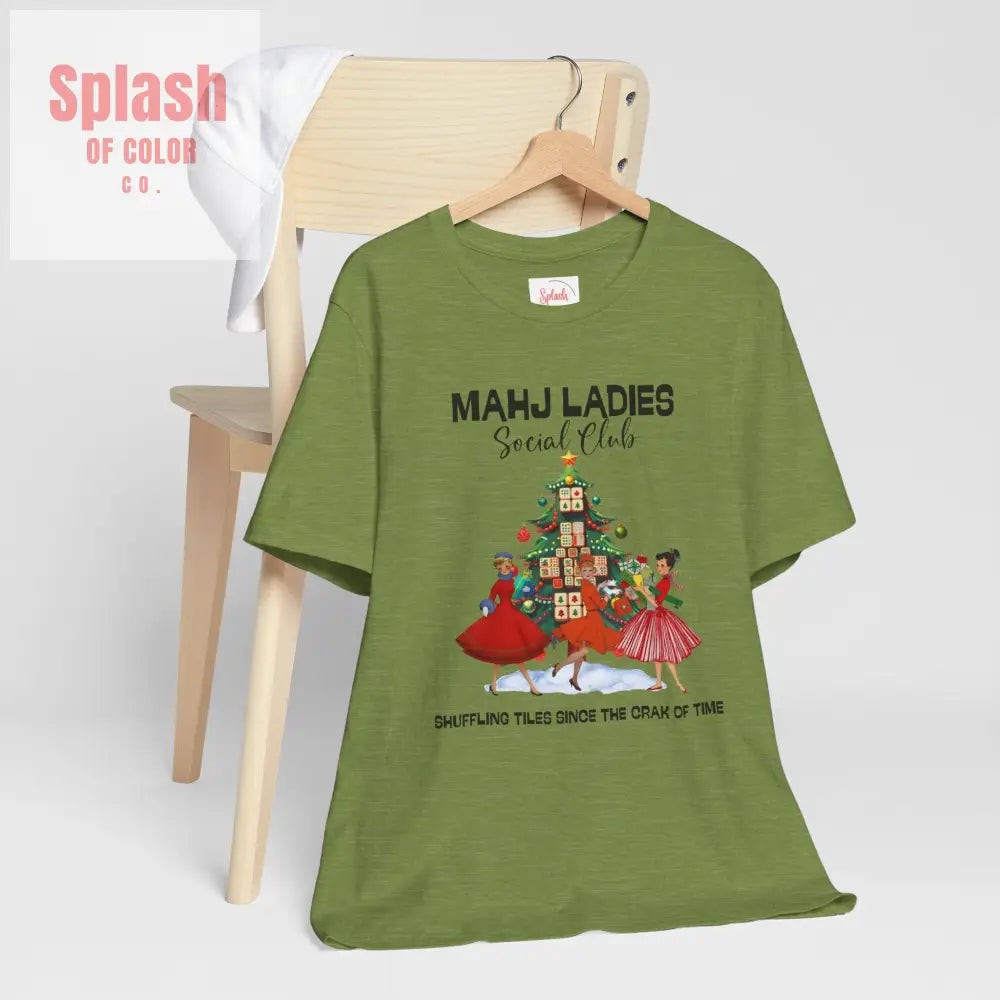 Mahjong Christmas Ladies Festive Funny Tee Holiday Shirt Mahjong Social Club Tee Gift for Gamers T Shirt