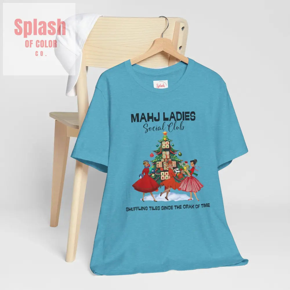 Mahjong Christmas Ladies Festive Funny Tee Holiday Shirt Mahjong Social Club Tee Gift for Gamers T Shirt