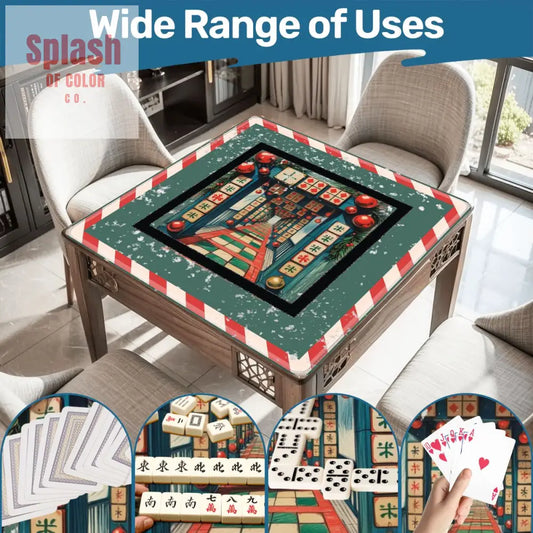 Mahjong Christmas Mat Asian Christmas Alley Holiday Mahj Game Play Accessory - 31.5’’x31.5’’ - Daily Accessories