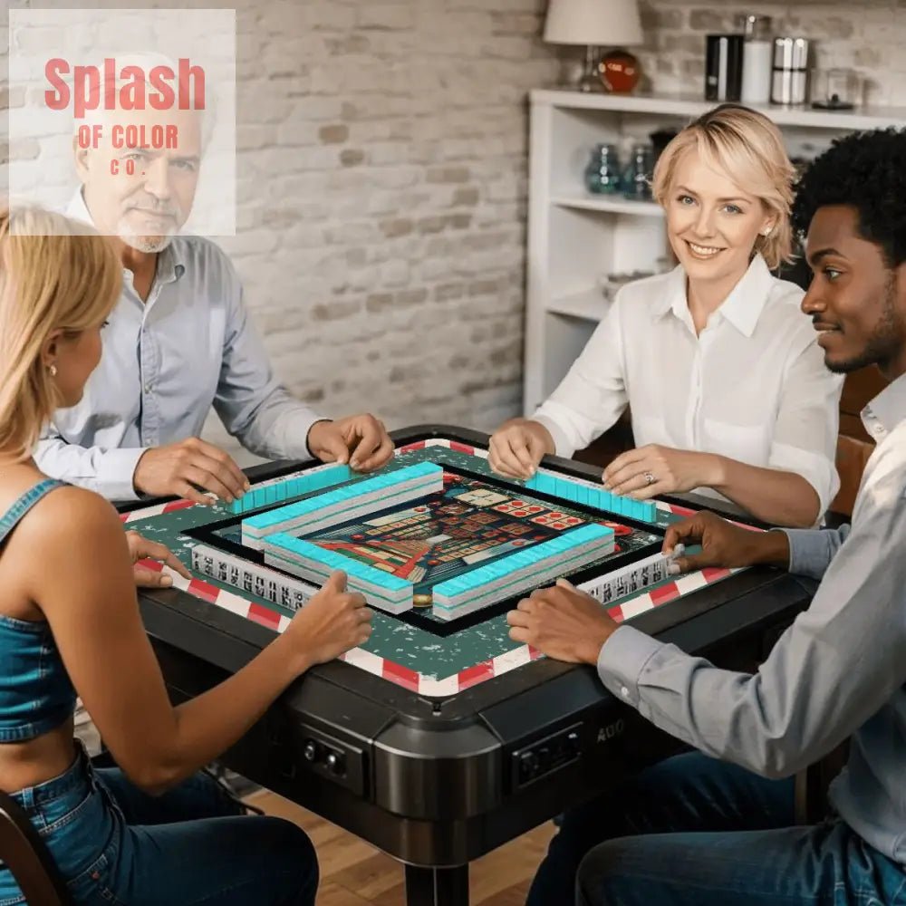 Mahjong Christmas Mat Asian Christmas Alley Holiday Mahj Game Play Accessory - 31.5’’x31.5’’ - Daily Accessories