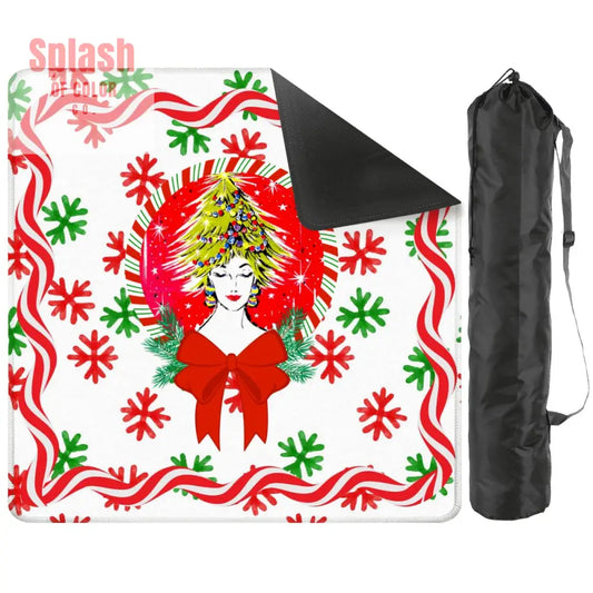 Mahjong Christmas Mat Nostalgic Vintage Gal Whimsical Holiday Mahj Mat 31.5’’x31.5’’ Daily Accessories