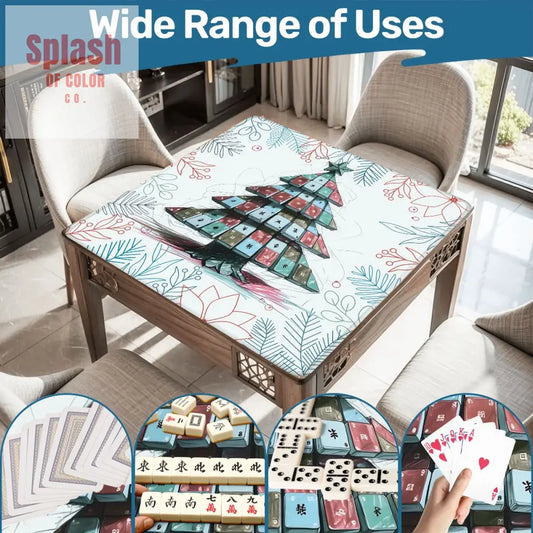 Mahjong Christmas Mat Quirky Tile Tree Holiday Mahj Party Mahjong Mat - 31.5’’x31.5’’ - Daily Accessories