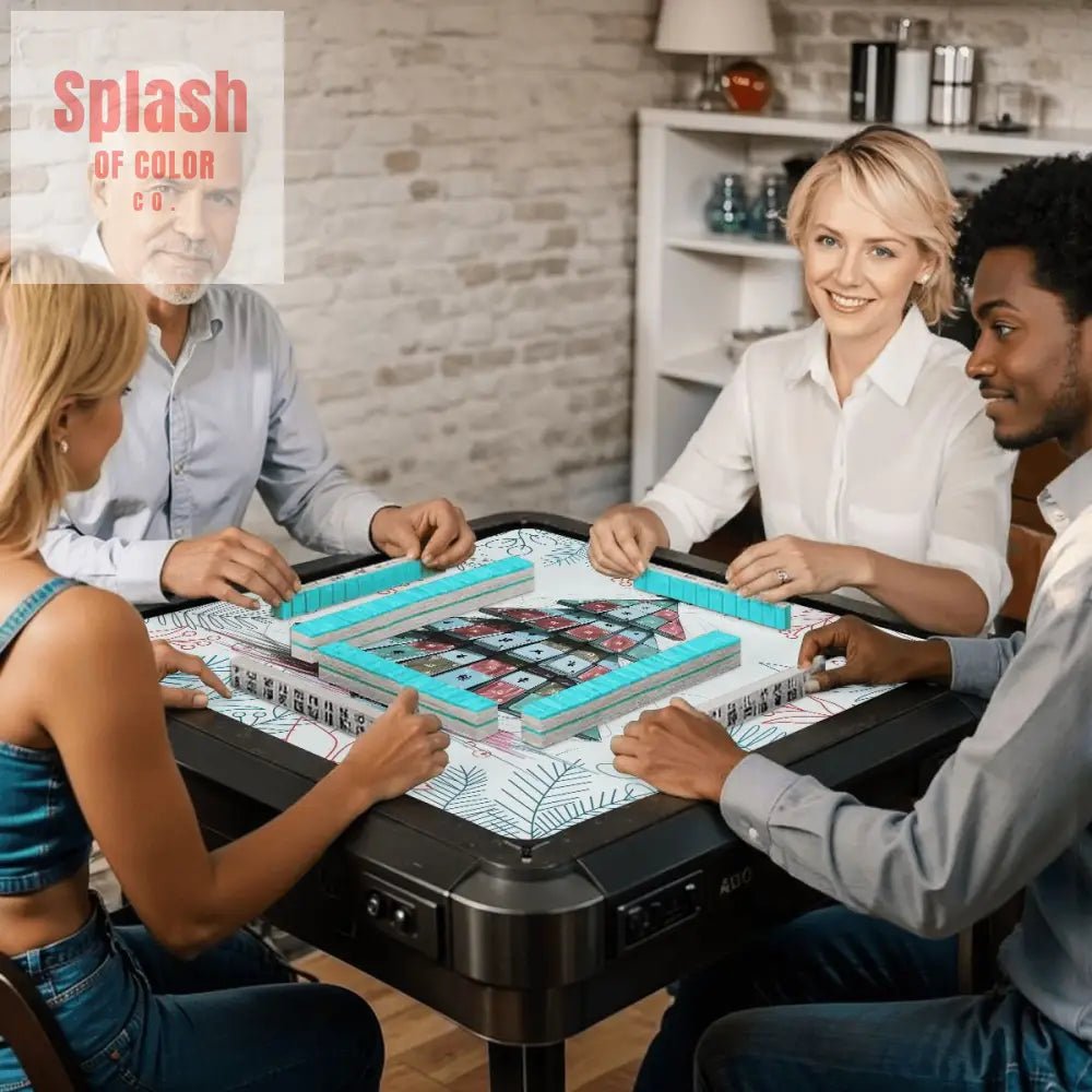 Mahjong Christmas Mat Quirky Tile Tree Holiday Mahj Party Mahjong Mat - 31.5’’x31.5’’ - Daily Accessories