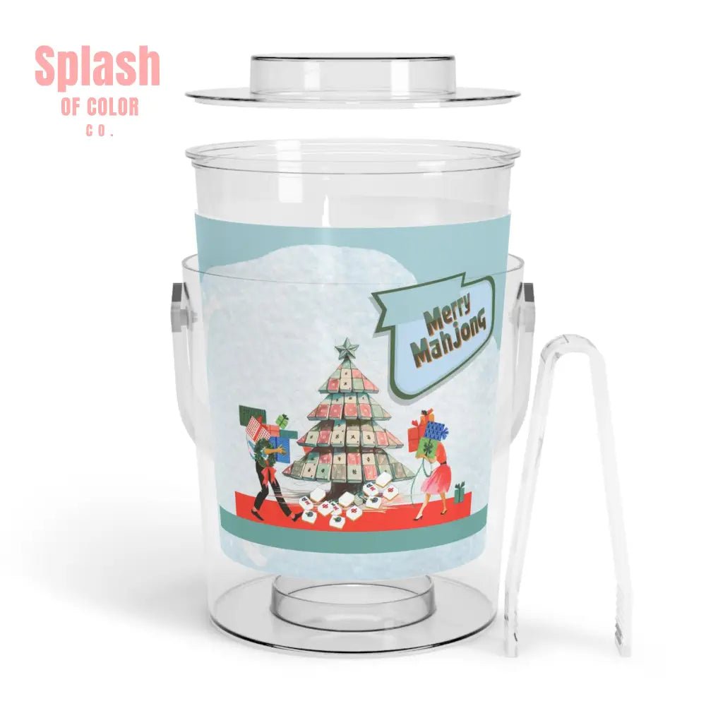 Mahjong Christmas Merry Mahjong Festive Ice Bucket with Tongs One Size / Clear Accessories