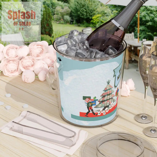 Mahjong Christmas Merry Mahjong Festive Ice Bucket with Tongs One Size / Clear Accessories