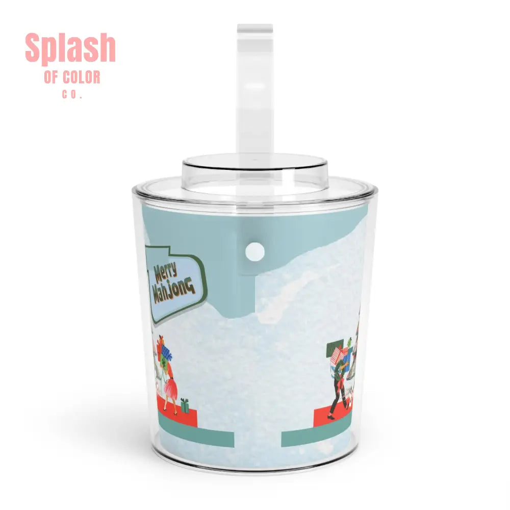 Mahjong Christmas Merry Mahjong Festive Ice Bucket with Tongs One Size / Clear Accessories