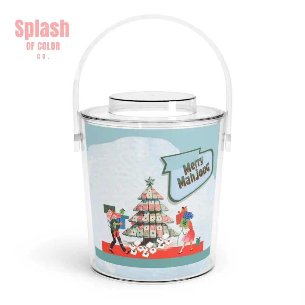 Mahjong Christmas Merry Mahjong Festive Ice Bucket with Tongs One Size / Clear Accessories