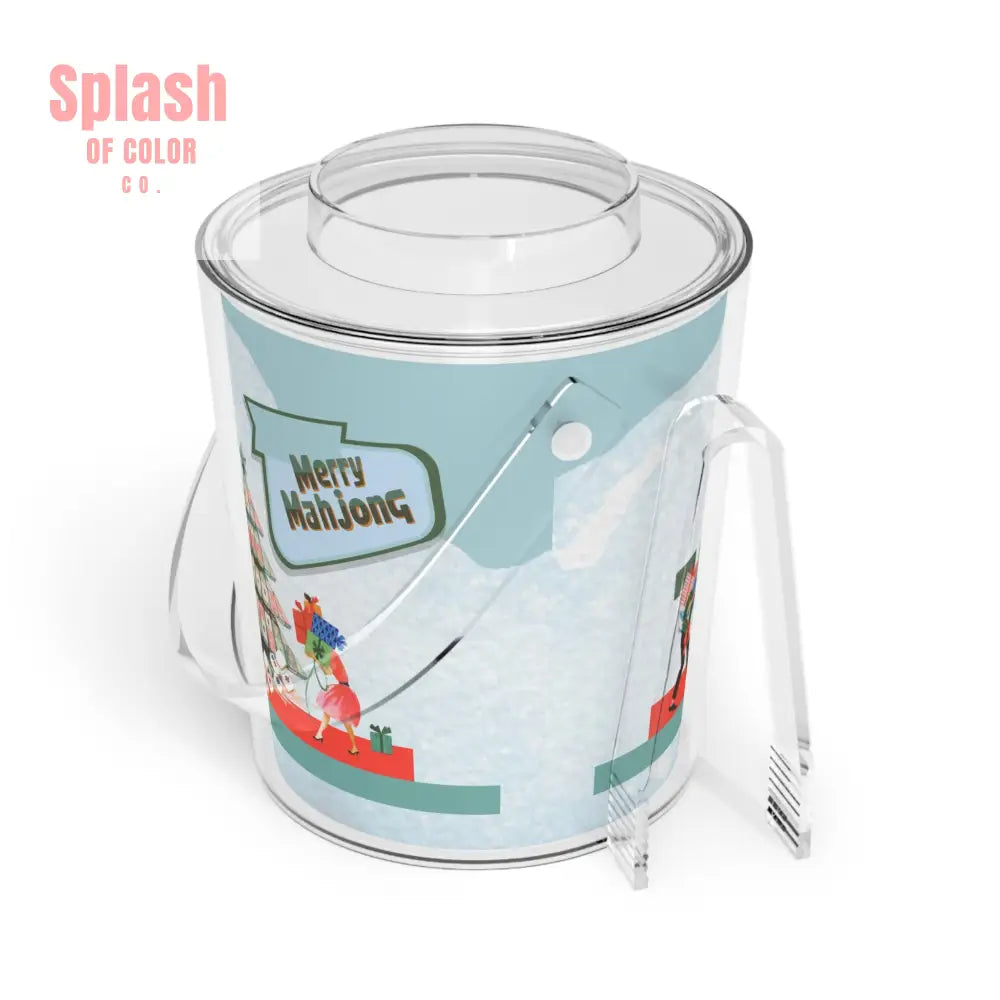 Mahjong Christmas Merry Mahjong Festive Ice Bucket with Tongs One Size / Clear Accessories