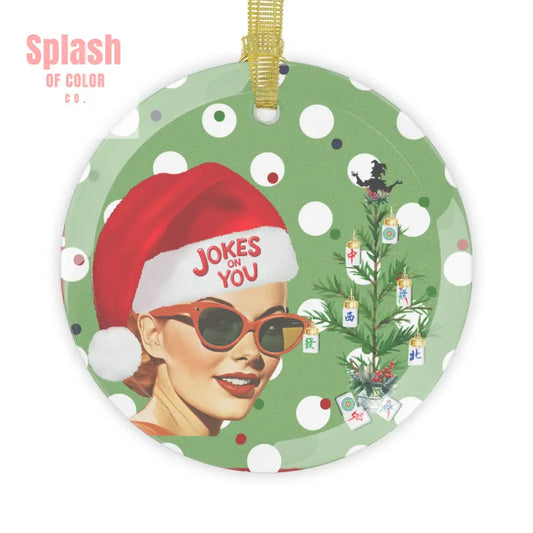 Mahjong Christmas Ornament Mahjong Enthusiast Mahj Teacher Gift Funny Mahjongg Joker Christmas Glass Ornament - 1 pc