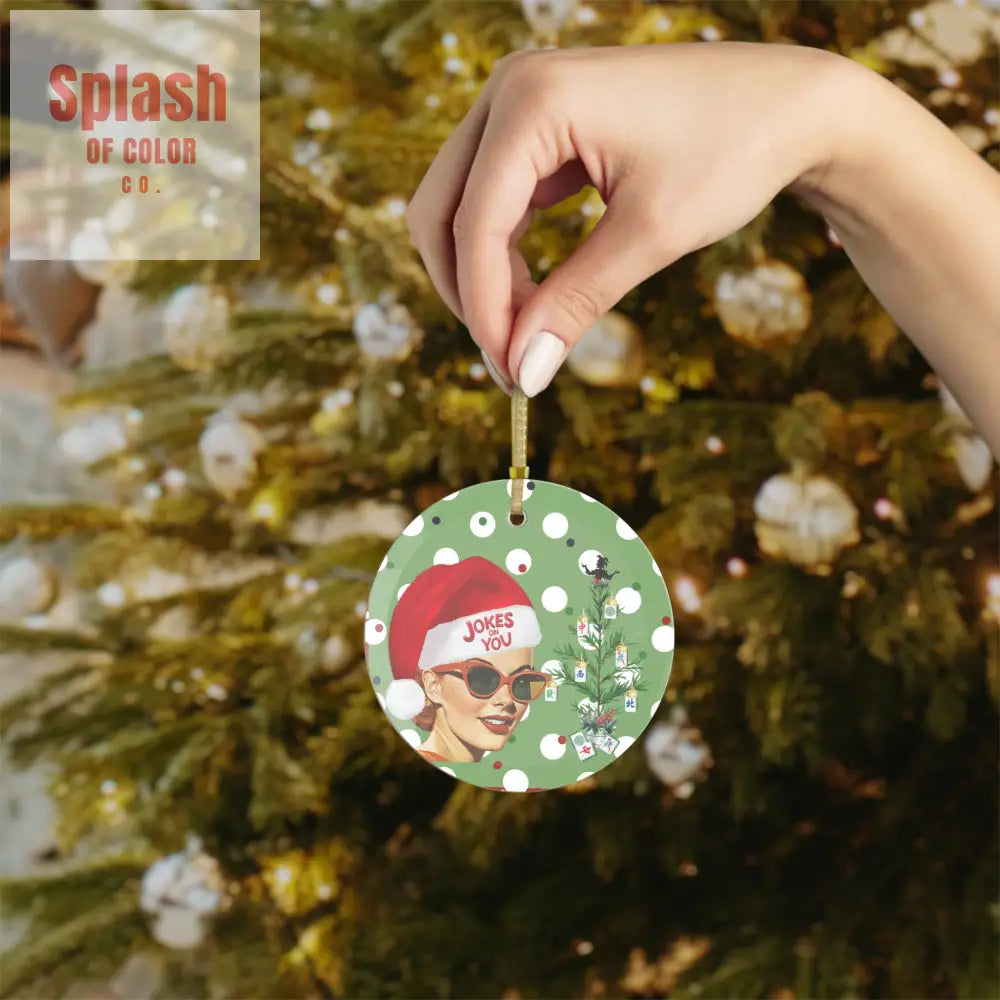 Mahjong Christmas Ornament Mahjong Enthusiast Mahj Teacher Gift Funny Mahjongg Joker Christmas Glass Ornament - 1 pc