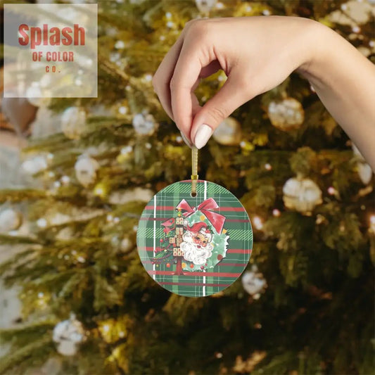 Mahjong Christmas Ornament, Vintage Santa, Mahj Tree Magical Whimsical Holiday Ornament - Splash of Color co.