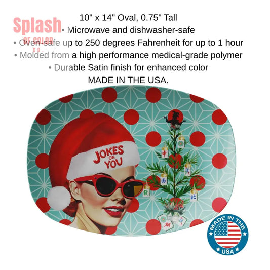 Mahjong Christmas Platter Funny Snarky Jokes On You Joker Tree Mahj Gift - Kitchenware