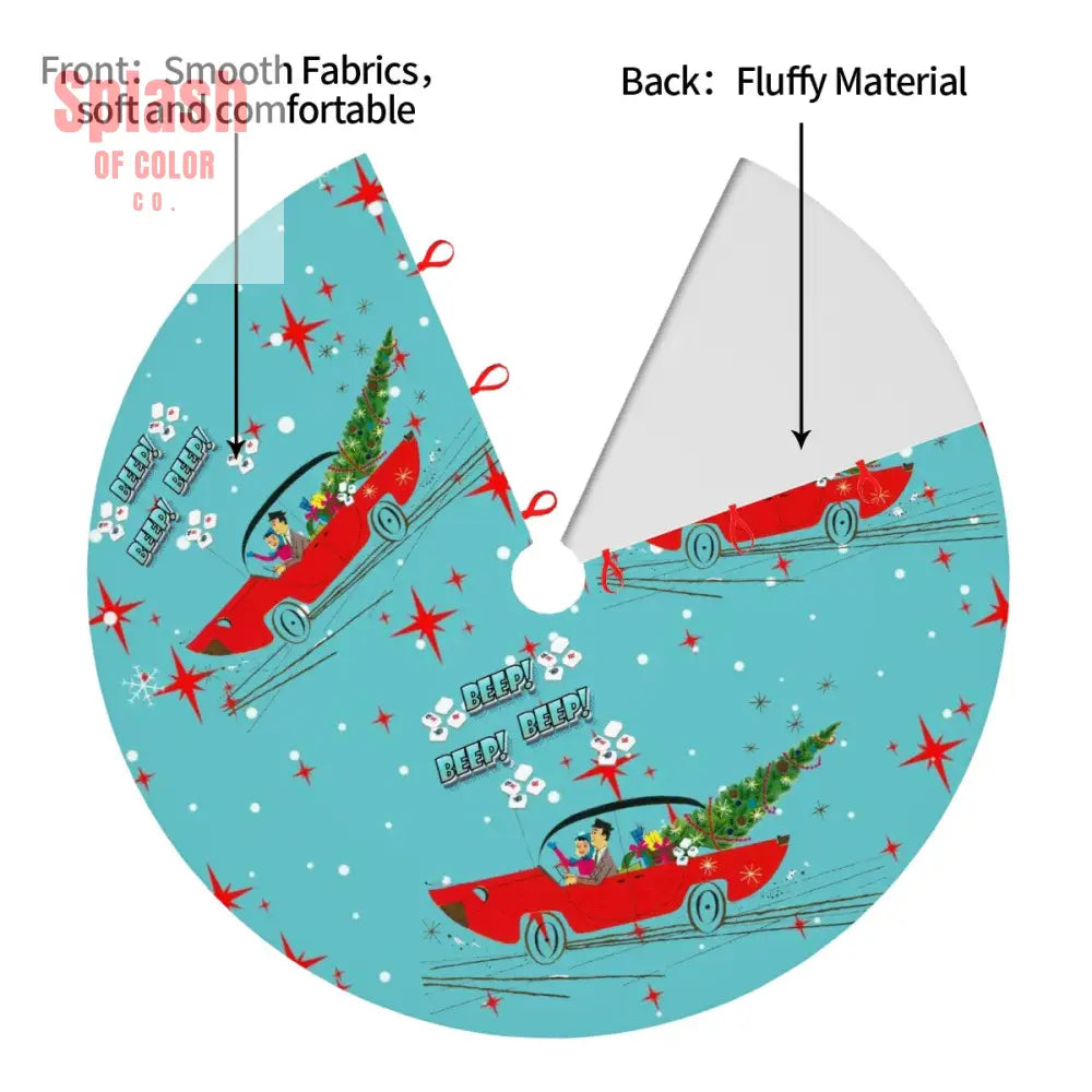 Mahjong Christmas Tree Skirt Funny Beep Beep Flying Tiles Vintage Nostalgic Holiday Skirt - Holiday Decor