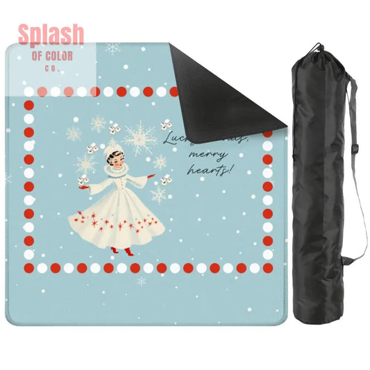 Mahjong Christmas Winter Game Mat Lucky Hands Merry Hearts Nostalgic Christmas Mahjong Mat - Splash of Color co.