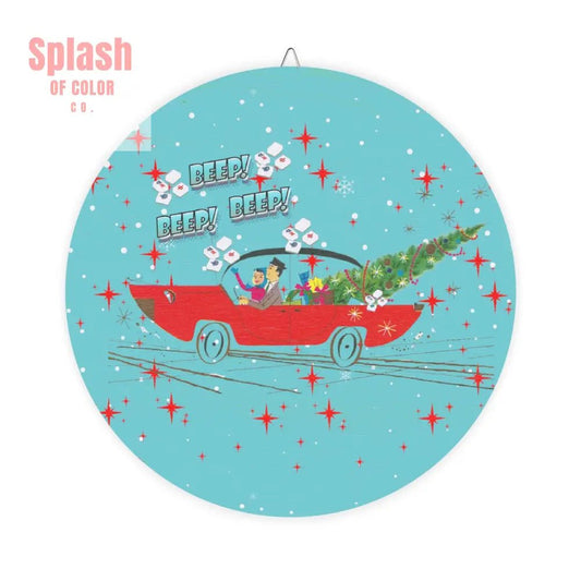Mahjong Christmas Wood Sign Beep Beep Car Decor Holiday Wall Art Vintage Style Christmas Decoration Festive Home Decor