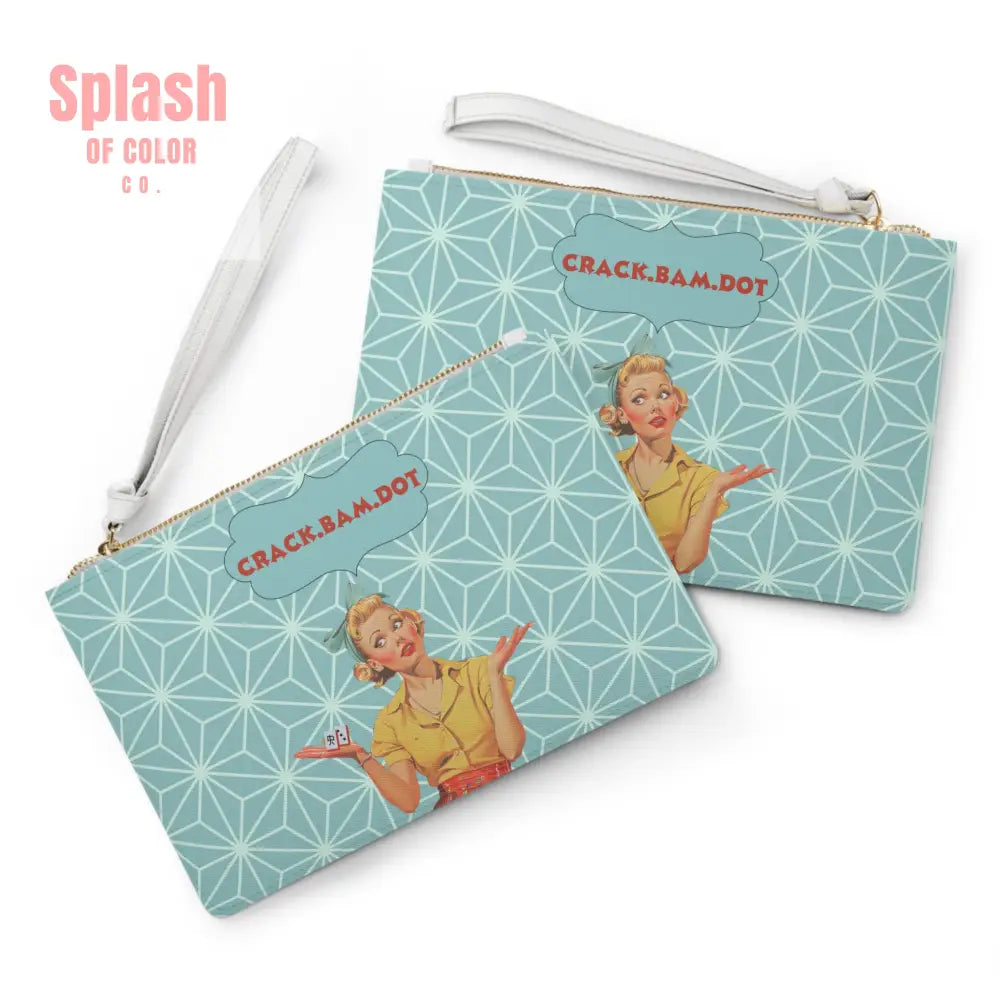 Mahjong Clutch Vintage Glam Clutch Bag Funny Mahjong Crack Bam Dot One size Bags