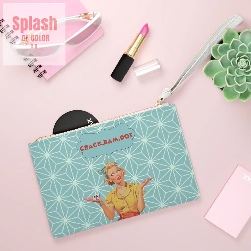 Mahjong Clutch Vintage Glam Clutch Bag Funny Mahjong Crack Bam Dot One size Bags