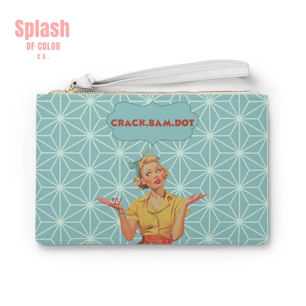 Mahjong Clutch Vintage Glam Clutch Bag Funny Mahjong Crack Bam Dot One size Bags