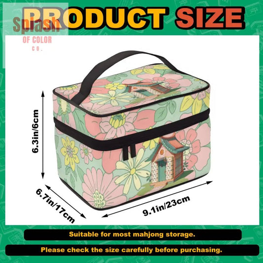 Mahjong Floral Cottagecore Mahj Tile House Portable Mahjong Bag - Splash of Color co.