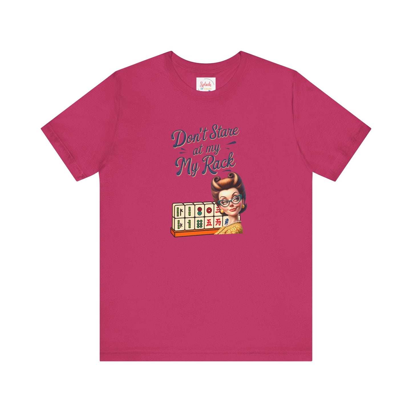 Mahjong Funny Tee Don’t Stare At My Rack - Berry / S - T-Shirt