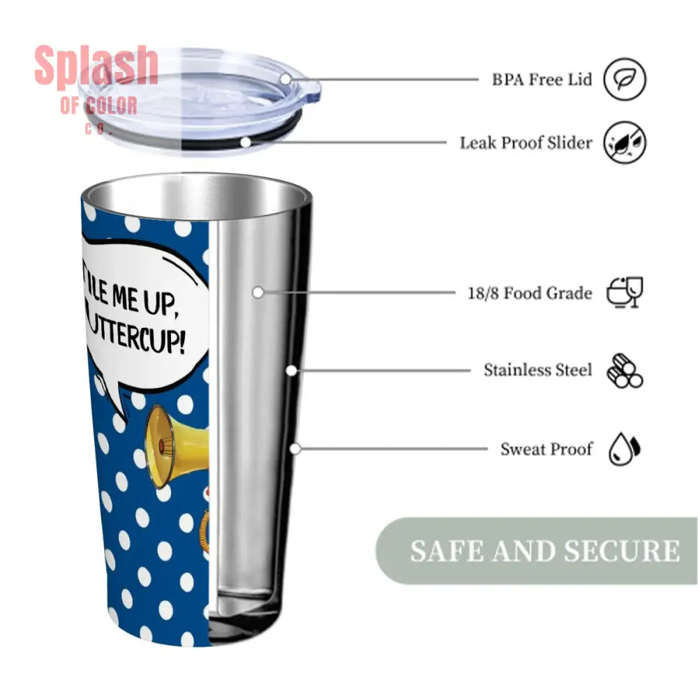 Mahjong Funny Tumbler Gift Tile Me Up Buttercup Blue White Polka Dot Stainless Steel Insulated Tumblers with Lid