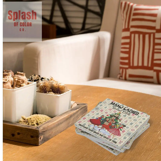 Mahjong Holiday Whimsical Coasters Mahjong Social Club - Splash of Color co.