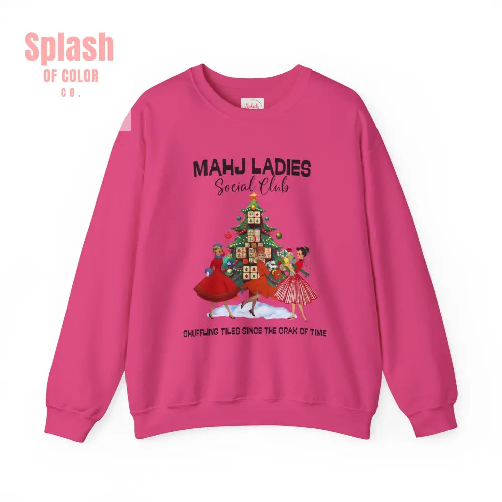 Mahjong Ladies Christmas Club Funny Holiday Group Sweatshirt Cozy Game Night Gift Christmas Apparel S / Heliconia