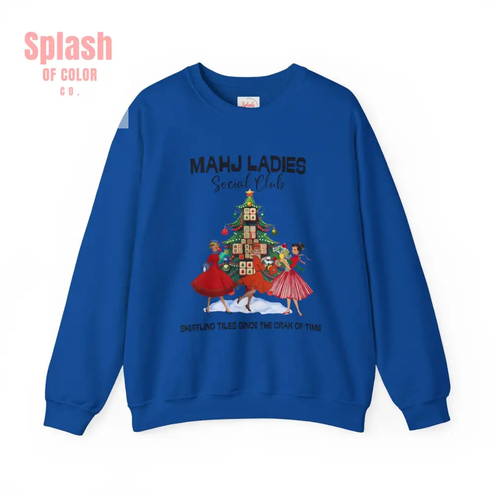 Mahjong Ladies Christmas Club Funny Holiday Group Sweatshirt Cozy Game Night Gift Christmas Apparel S / Royal Sweatshirt