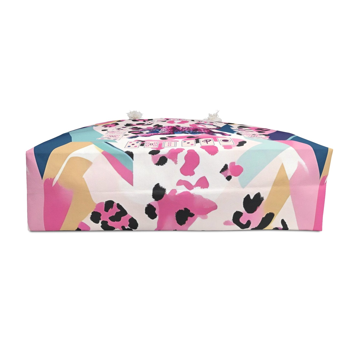 Mahjong Leopard Tile Bag Weekender Bag - Preppy Watercolor Blue Pink Purple Black Boho Travel Tote Beach Bag Mahj Lover