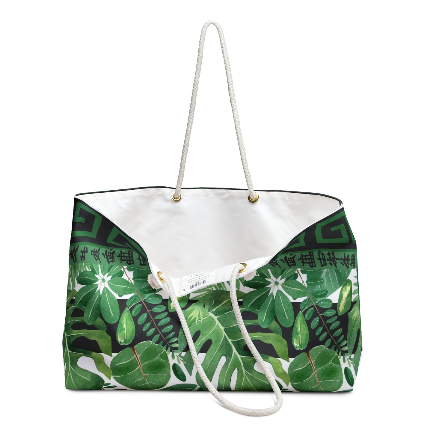 Mahjong Lover Gift Tote Bag For Tiles Green Black Floral Asian Inspired Tropical Weekender Bag - 24’’ × 13’’ - Bags