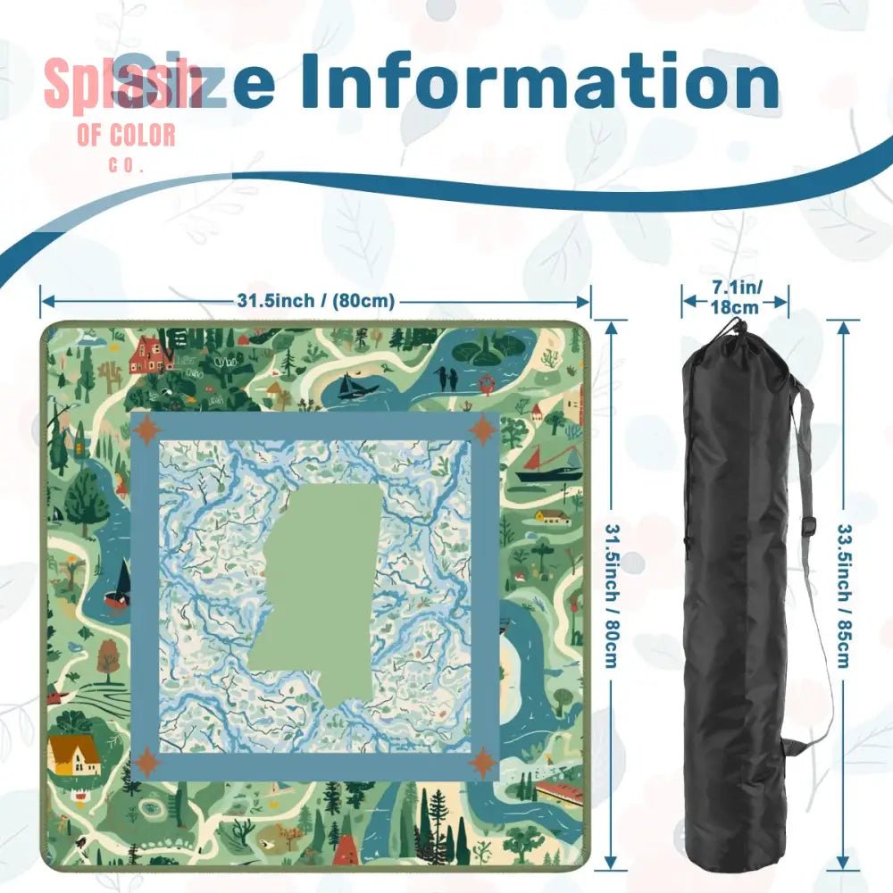 Mississippi Queen Mahjong Mat, River Blue Green Mahj Game Mat - Splash of Color co.