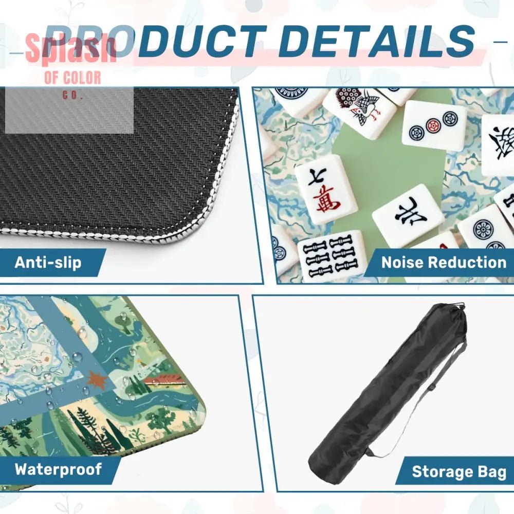 Mississippi Queen Mahjong Mat, River Blue Green Mahj Game Mat - Splash of Color co.