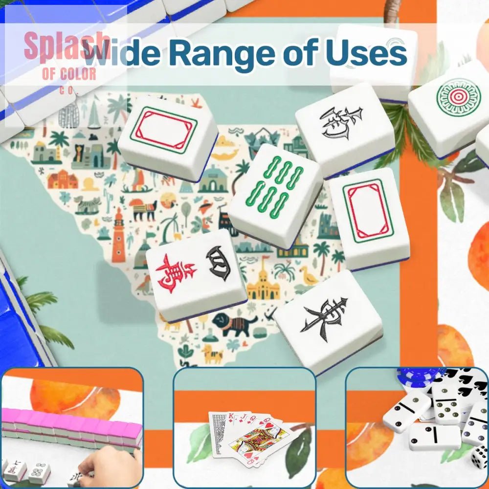 Let's Mahj Y'all South Carolina Whimsical Peach Pattern Mahjong Game Mat - Splash of Color co.