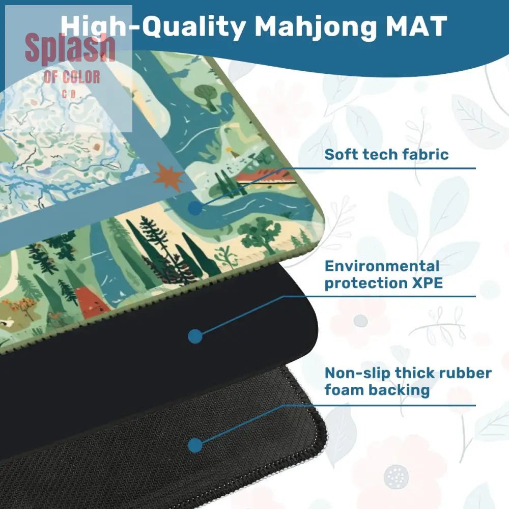 Mississippi Queen Mahjong Mat, River Blue Green Mahj Game Mat - Splash of Color co.