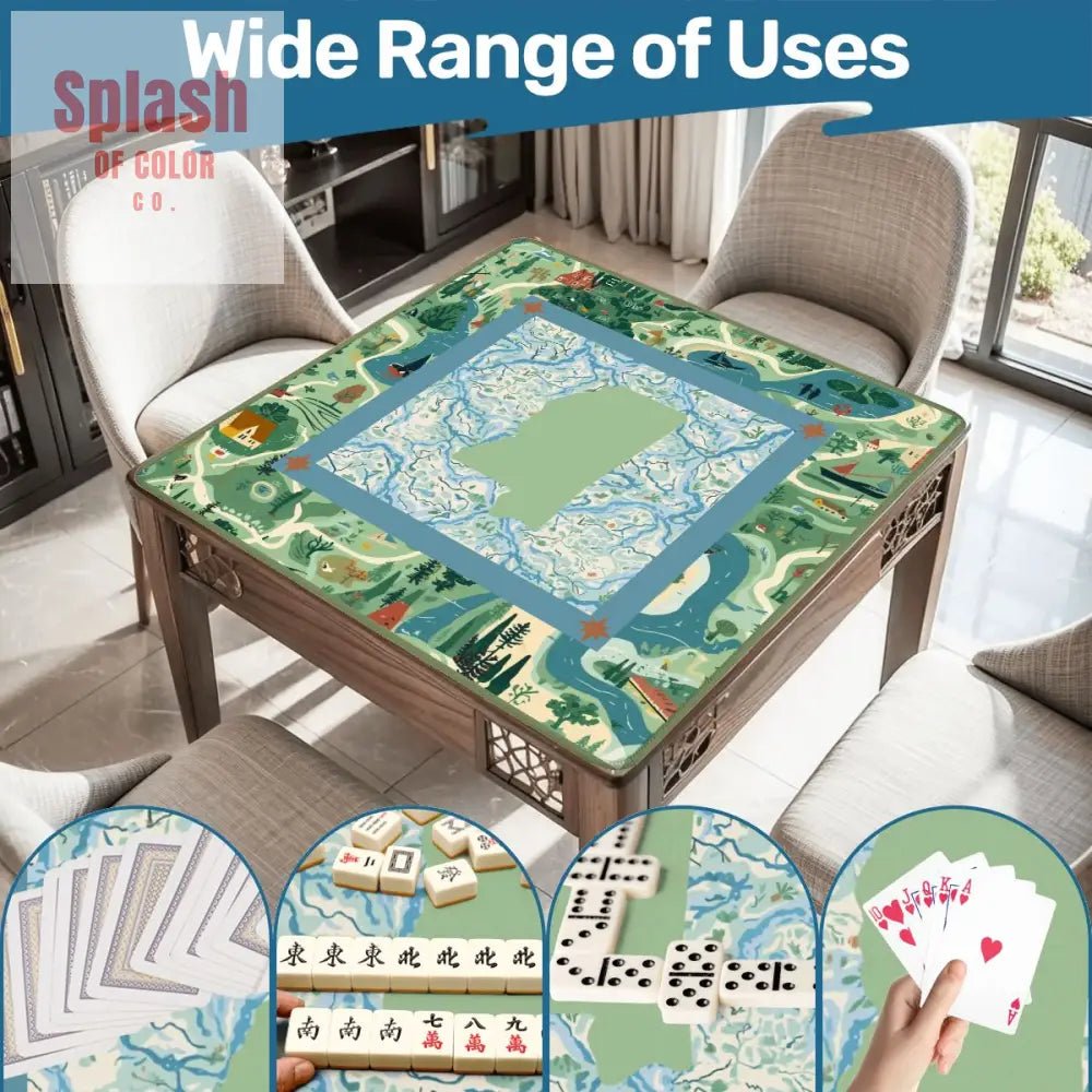 Mississippi Queen Mahjong Mat, River Blue Green Mahj Game Mat - Splash of Color co.