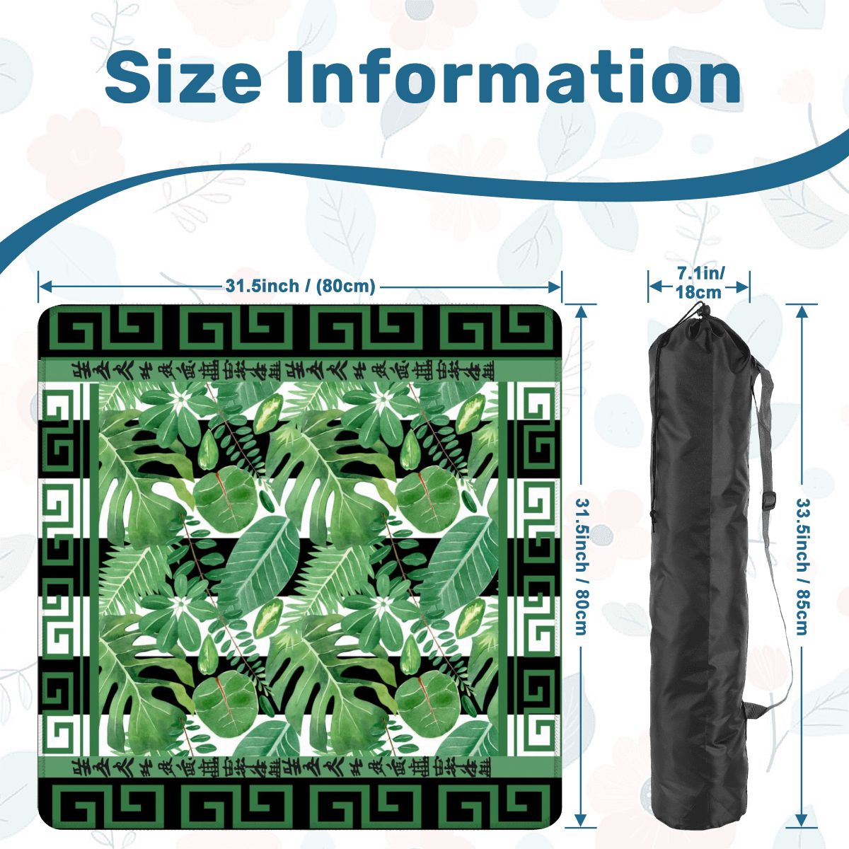 Mahjong Mat Black And Green Tropical Asian Border Mahj Mat - 31.5’’x31.5’’ - Daily Accessories