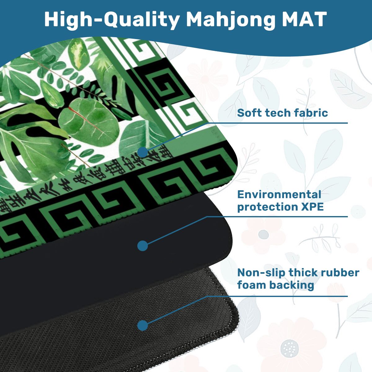 Mahjong Mat Black And Green Tropical Asian Border Mahj Mat - 31.5’’x31.5’’ - Daily Accessories