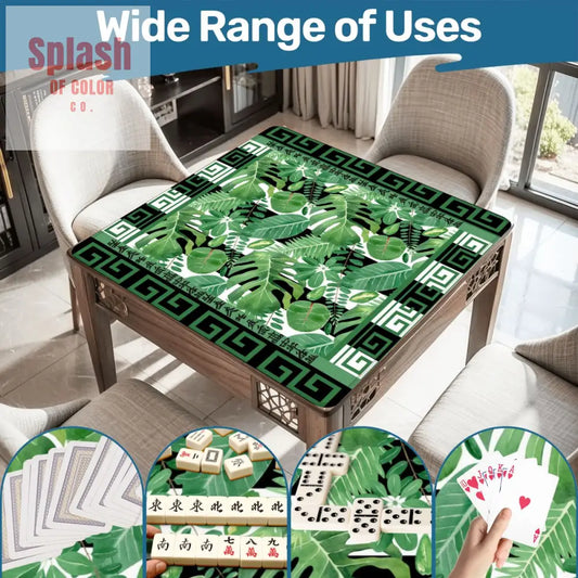 Mahjong Mat Black And Green Tropical Asian Border Mahj Mat - 31.5’’x31.5’’ - Daily Accessories