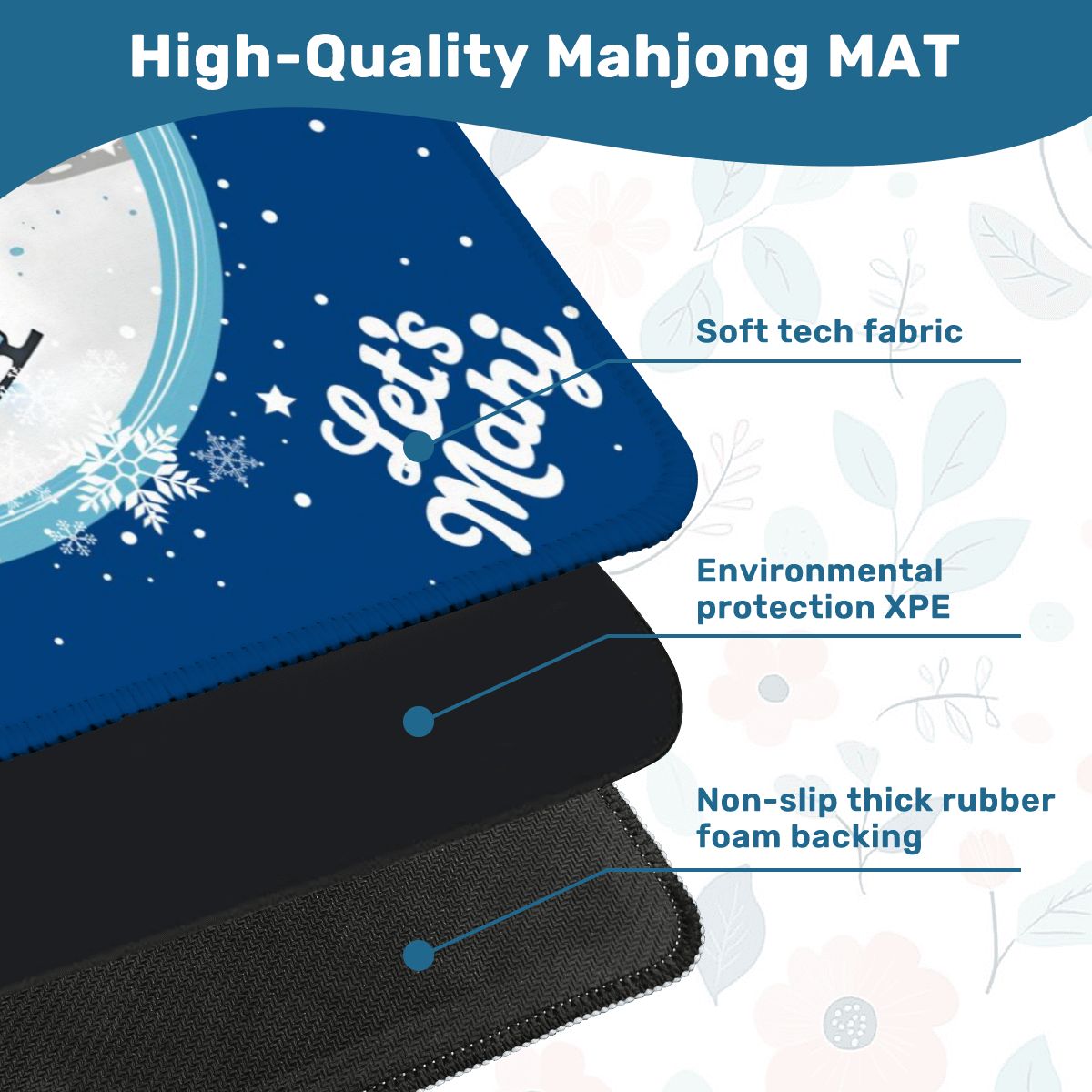 Mahjong Mat Chrismtas Winter Whimsy Let’s Mahj Game Mat - 31.5’’x31.5’’ - Daily Accessories