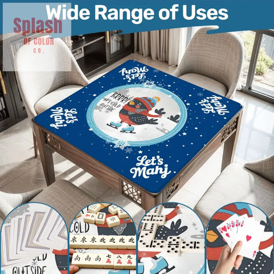 Mahjong Mat Chrismtas Winter Whimsy Let’s Mahj Game Mat - 31.5’’x31.5’’ - Daily Accessories