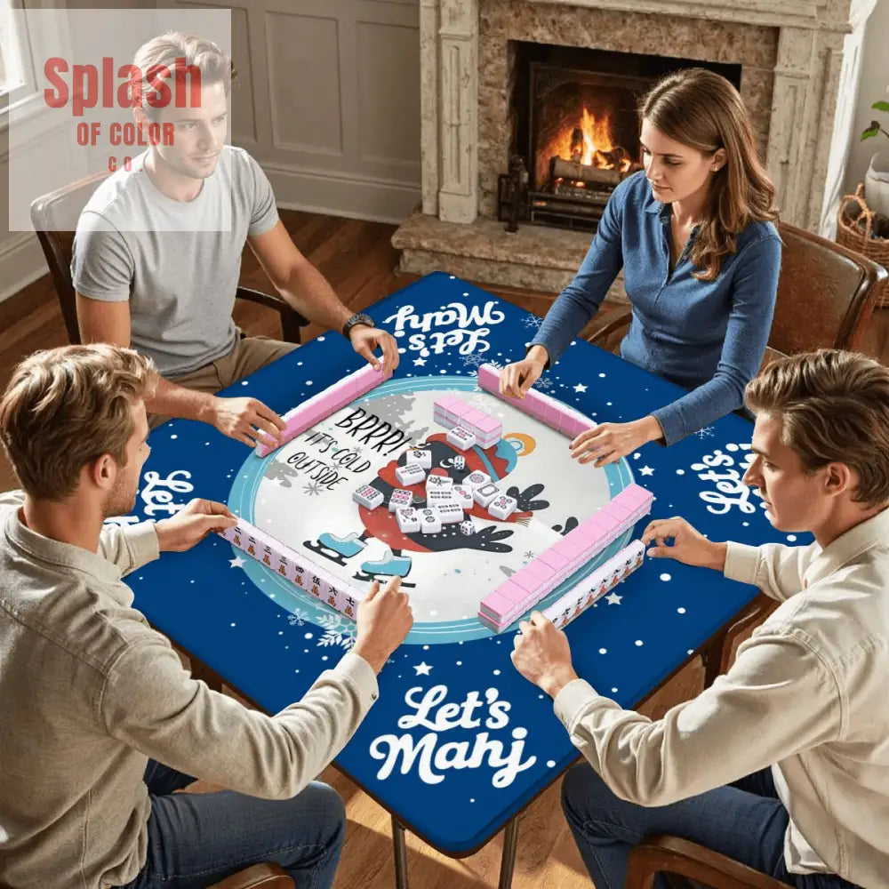 Mahjong Mat Chrismtas Winter Whimsy Let’s Mahj Game Mat - 31.5’’x31.5’’ - Daily Accessories