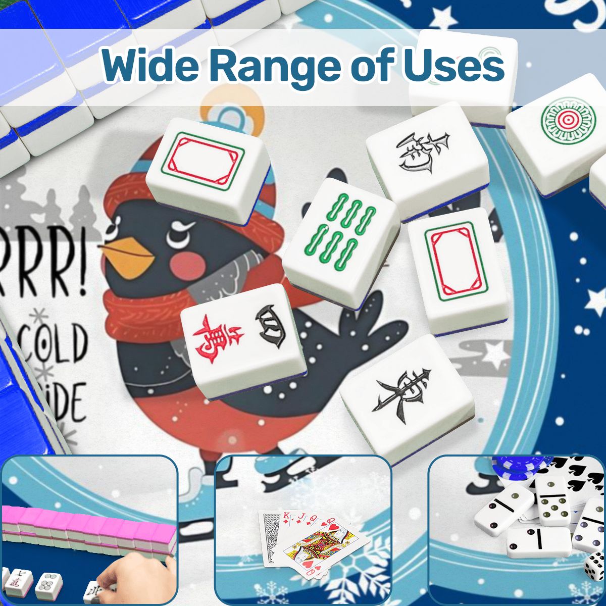 Mahjong Mat Chrismtas Winter Whimsy Let’s Mahj Game Mat - 31.5’’x31.5’’ - Daily Accessories