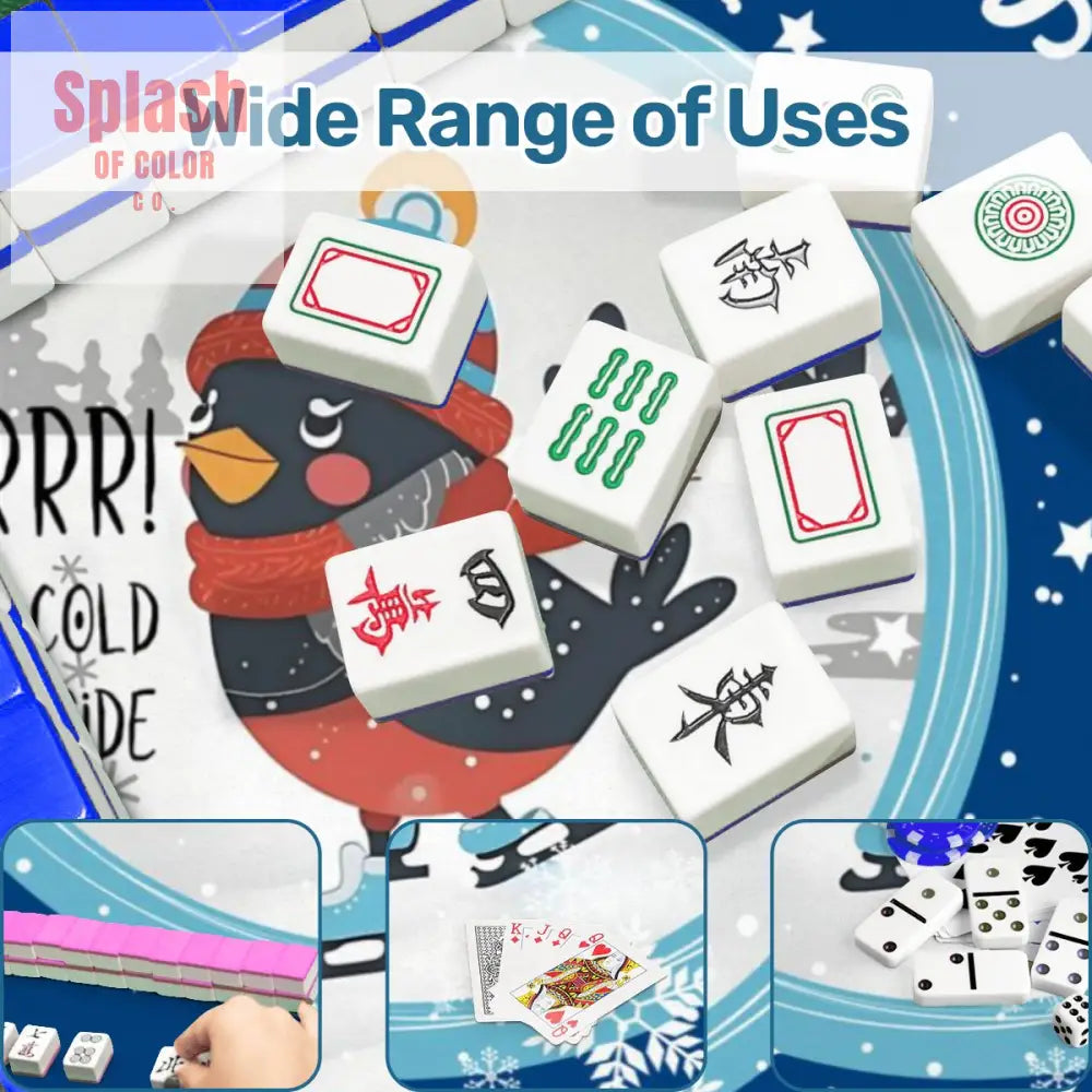 Mahjong Mat Chrismtas Winter Whimsy Let’s Mahj Game Mat - 31.5’’x31.5’’ - Daily Accessories