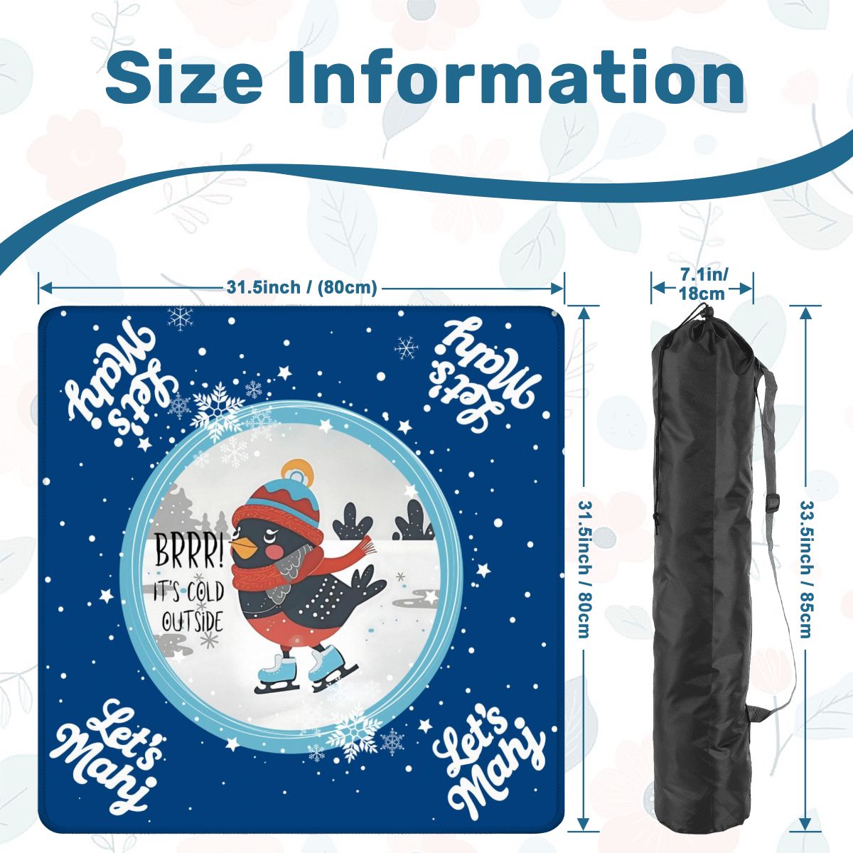 Mahjong Mat Chrismtas Winter Whimsy Let’s Mahj Game Mat - 31.5’’x31.5’’ - Daily Accessories