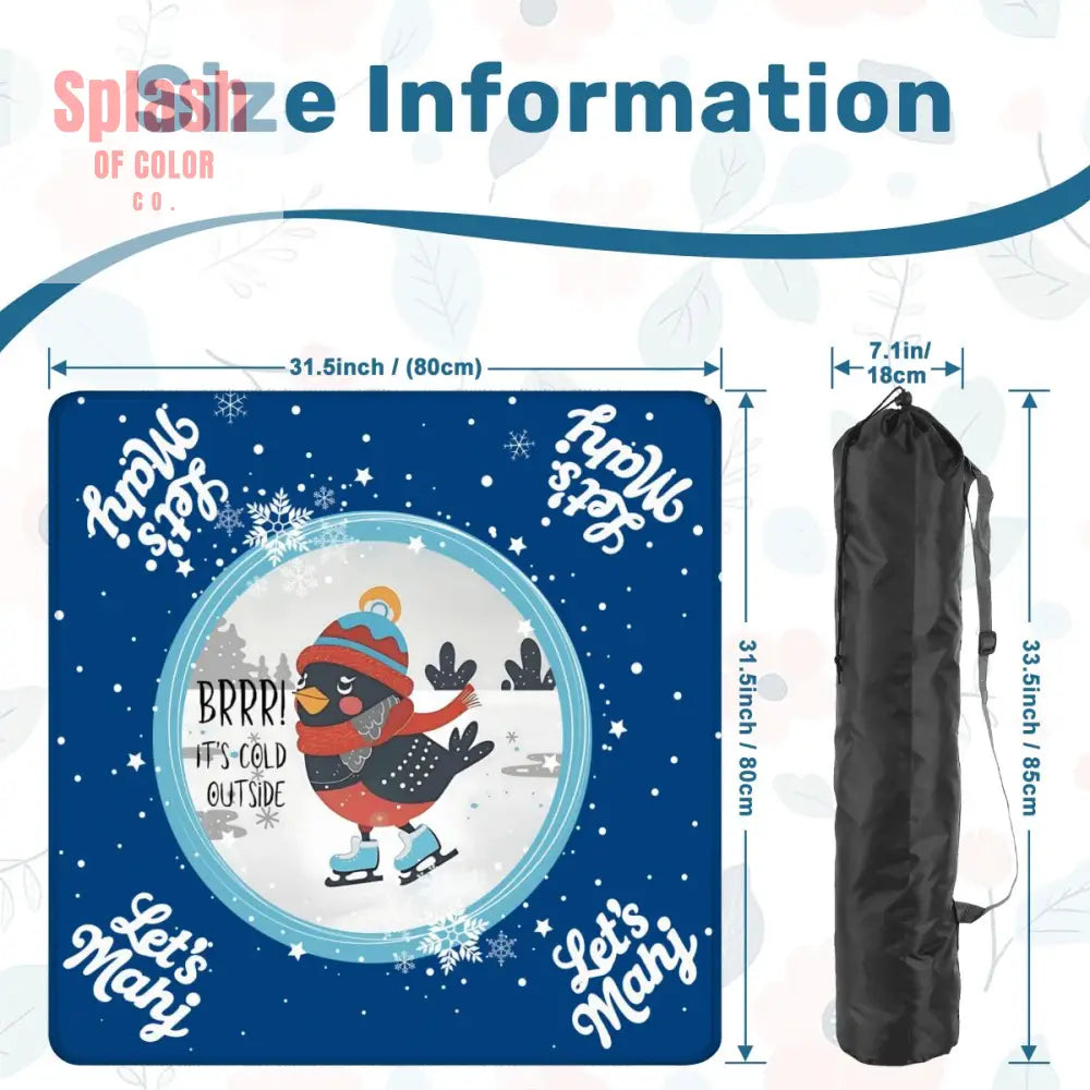 Mahjong Mat Chrismtas Winter Whimsy Let’s Mahj Game Mat - 31.5’’x31.5’’ - Daily Accessories