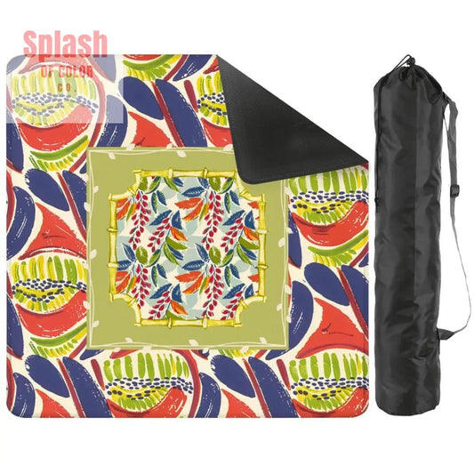 Mahjong Mat, Coral Blue Abstract Floral Modern Mahjong Mat - Splash of Color co.